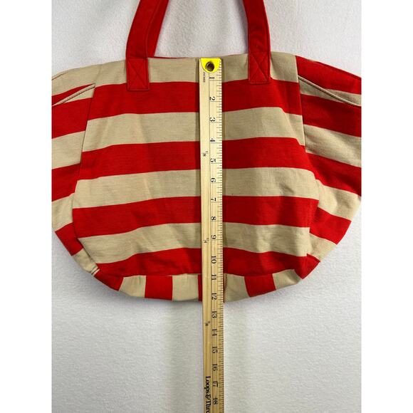 Old Navy Red Beige Striped Beach Tote Bag - Picture 4 of 8